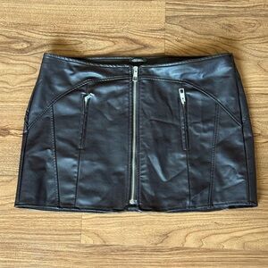 Chocolate Brown Vegan Leather Mini Skirt